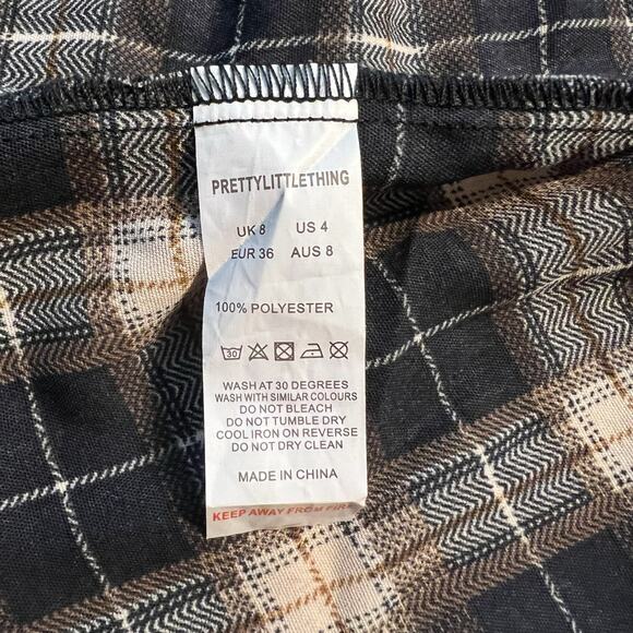 PrettyLittleThing Oversized Plaid Flannel Button Down Shirt Women’s US 4 - Picture 4 of 8